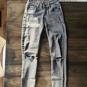 Urban Planet Distressed Dark Gray Skinny Jeans
